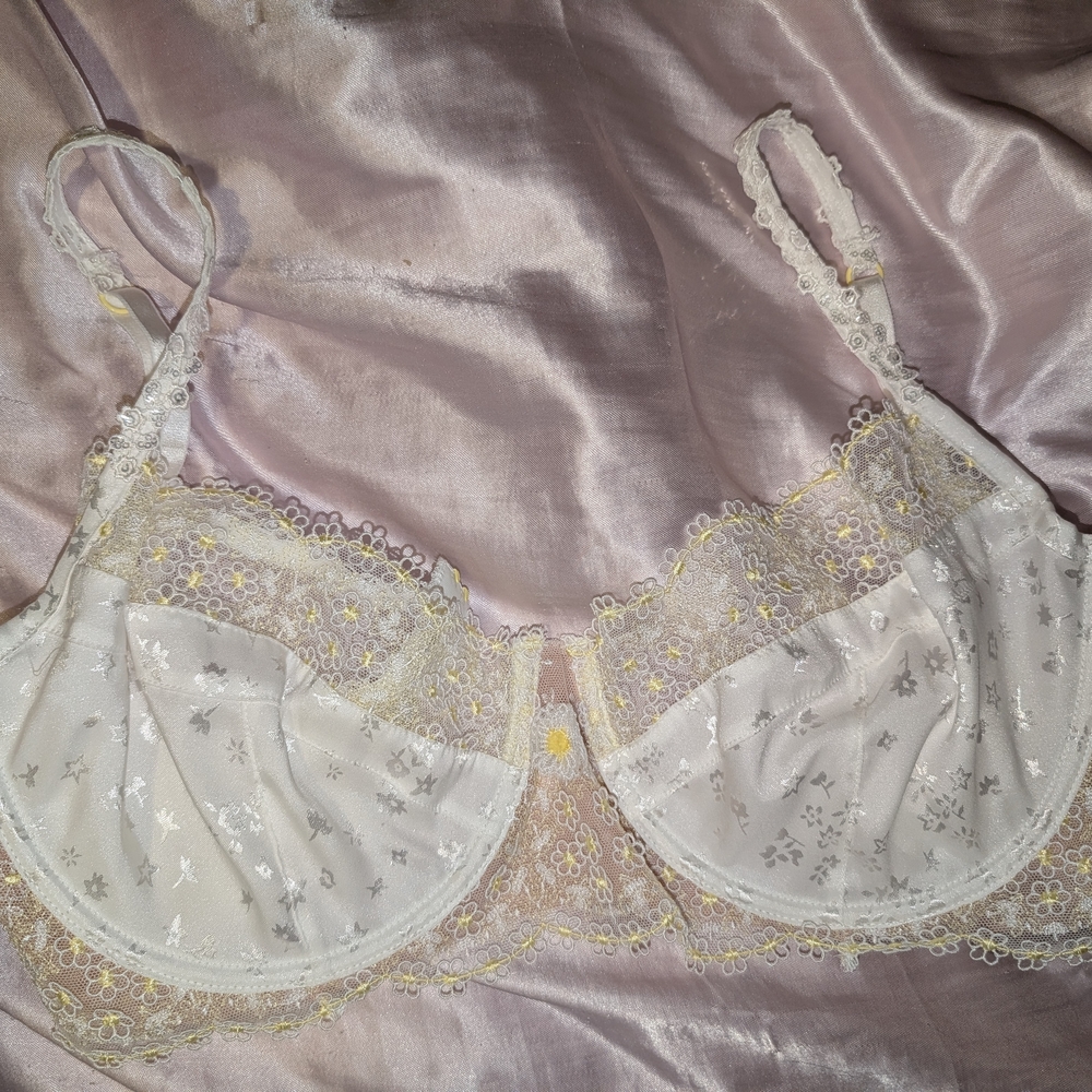 Victoria's Secret Sheer Lace Bra - Cream and Gold